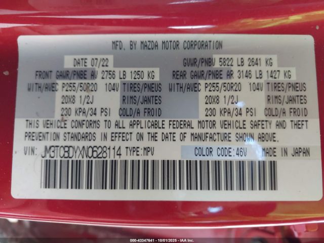 2022 MAZDA CX-9 JM3TCBDYXN0628114 Photo 8