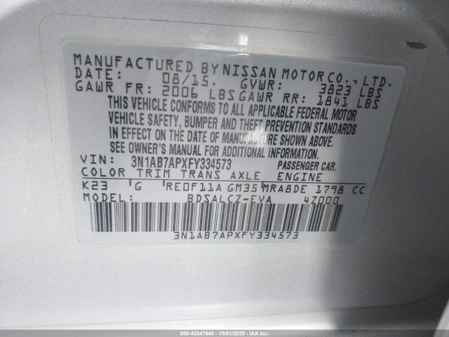 3N1AB7APXFY334573 Nissan 2015