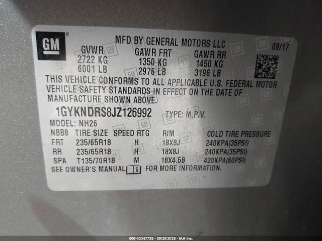 2018 CADILLAC XT5 1GYKNDRS8JZ126992 Photo 8