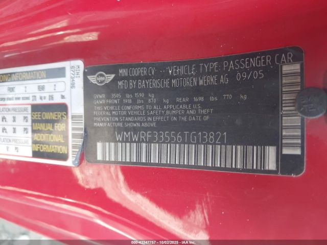 2006 MINI COOPER WMWRF33556TG13821 Photo 8