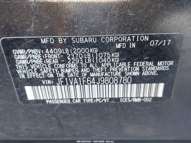 Subaru dib 2018 JF1VA1F64J9808780 Image 9
