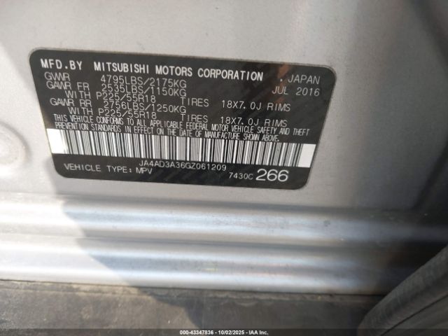 2016 MITSUBISHI OUTLANDER JA4AD3A36GZ061209 Photo 8