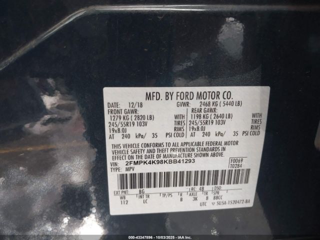 2019 FORD EDGE 2FMPK4K98KBB41293 Photo 8