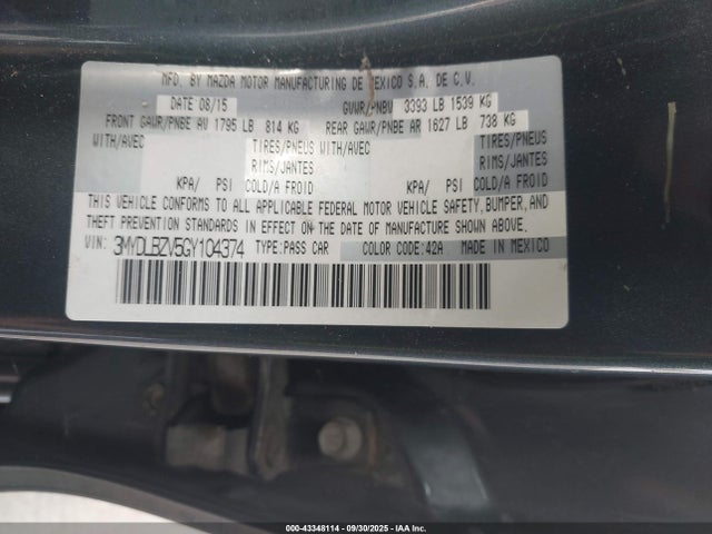 3MYDLBZV5GY104374 Scion p5v