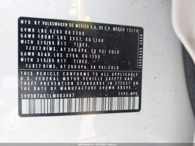 2020 VOLKSWAGEN TIGUAN 3VV3B7AX1LM083467 Photo 8