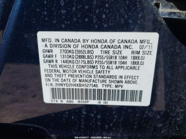 2011 ACURA MDX 2HNYD2H4XBH527546 Photo 8
