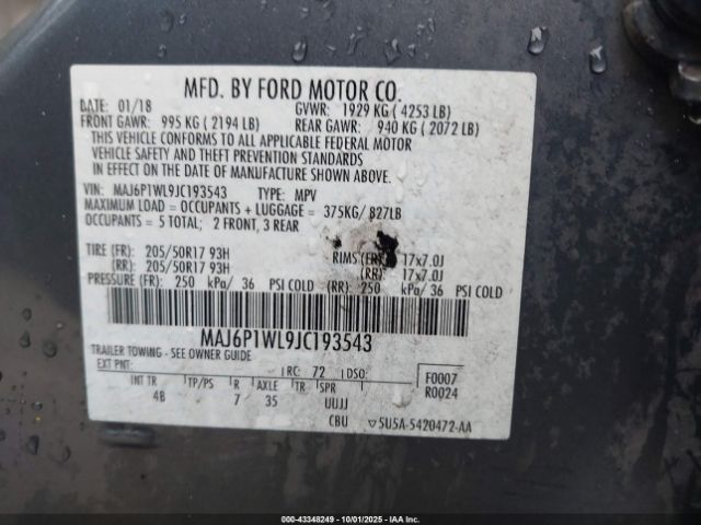 2018 FORD ECOSPORT MAJ6P1WL9JC193543 Photo 8