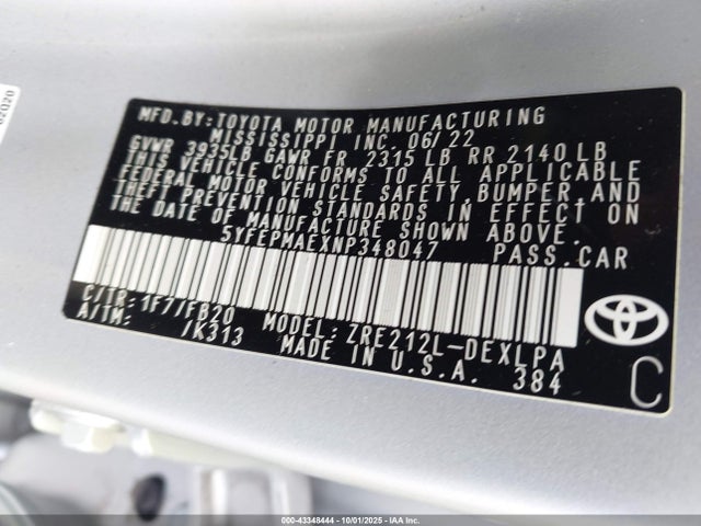 Toyota 2zr-fae 2022 5YFEPMAEXNP348047 Image 9