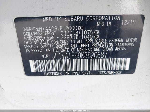 Subaru dib 2019 JF1VA1F69K8820687 Image 9