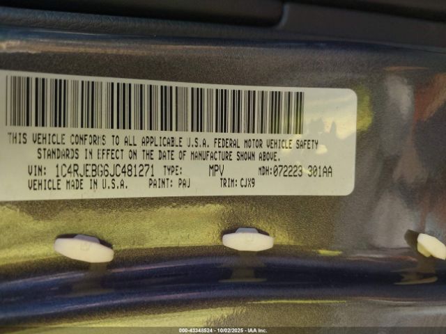 2018 JEEP GRAND CHEROKEE 1C4RJEBG6JC481271 Photo 8