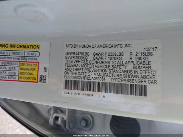 2018 HONDA ACCORD 1HGCV1F32JA063054 Photo 8