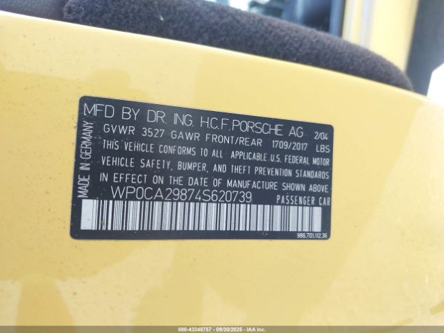 2004 PORSCHE BOXSTER WP0CA29874S620739 Photo 8