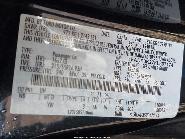 Ford 2015 2015 1FADP3K27FL307174 Image 9