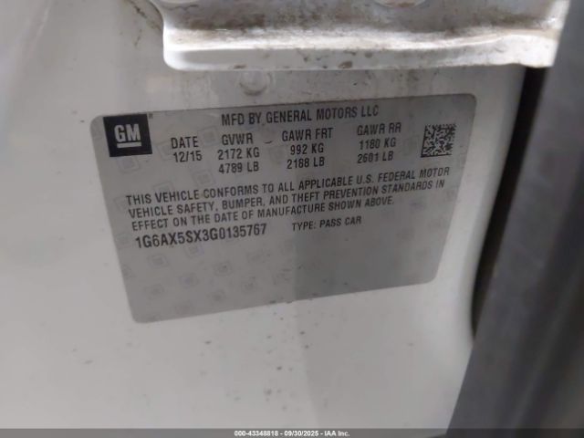 2016 CADILLAC CTS 1G6AX5SX3G0135767 Photo 8