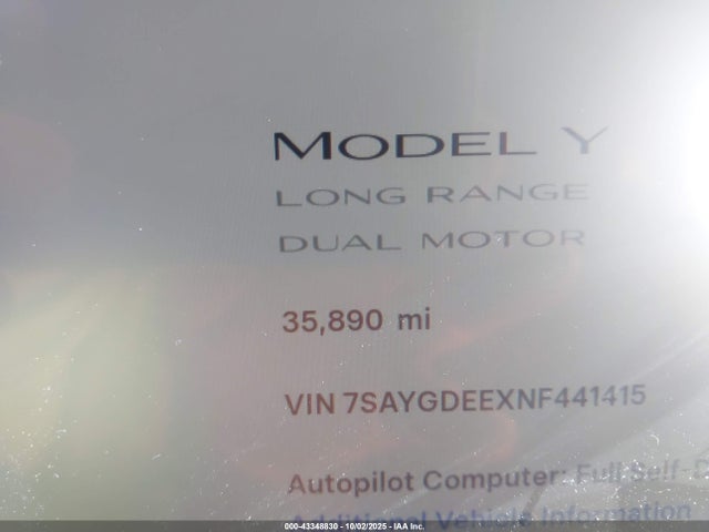 2022 TESLA MODEL Y 7SAYGDEEXNF441415 Photo 6