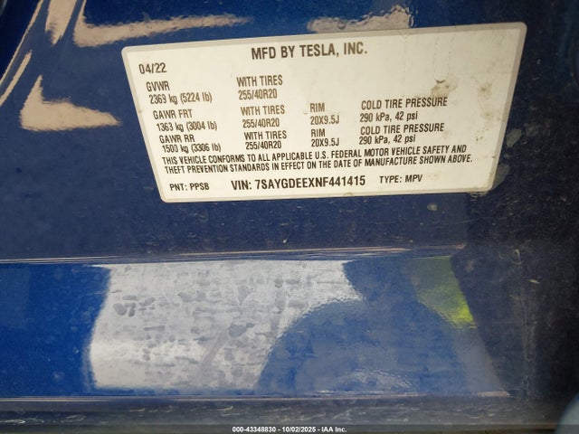 2022 TESLA MODEL Y 7SAYGDEEXNF441415 Photo 8