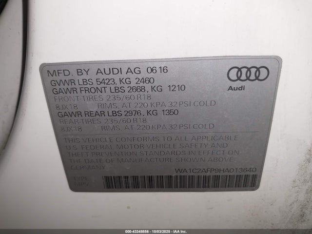 2017 AUDI Q5 WA1C2AFP9HA013640 Photo 8