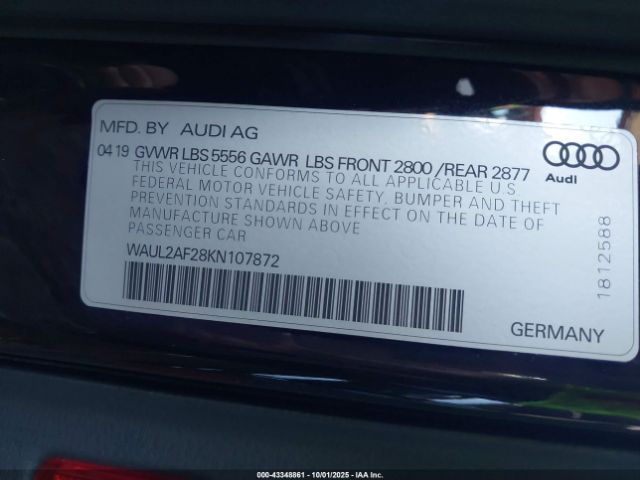 2019 AUDI A6 WAUL2AF28KN107872 Photo 8