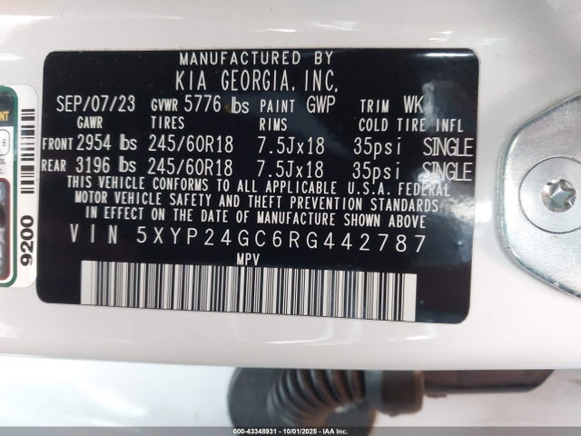 5XYP24GC6RG442787 KIA Telluride Lx