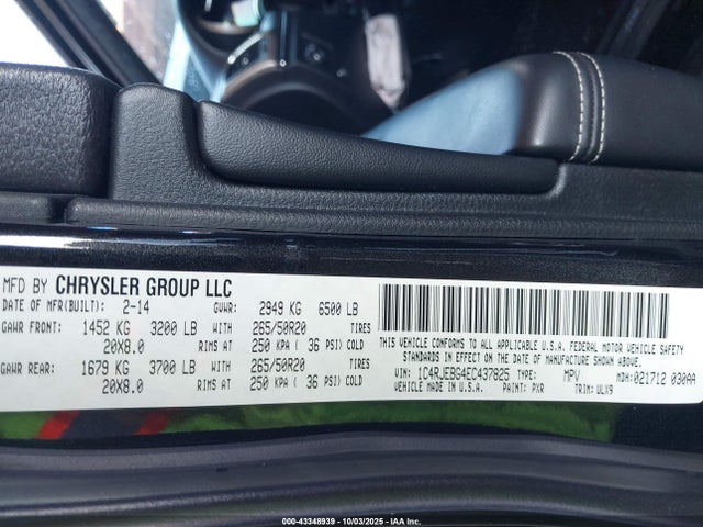 Jeep Grand Cherokee 2014 1C4RJEBG4EC437825 Image 9