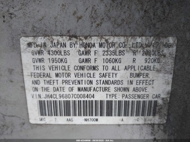 2007 ACURA TSX JH4CL96807C008404 Photo 8