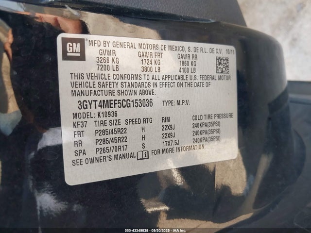 2012 CADILLAC ESCALADE EXT 3GYT4MEF5CG153036 Photo 8