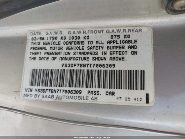 1996 SAAB 900 YS3DF78N7T7006309 Photo 8