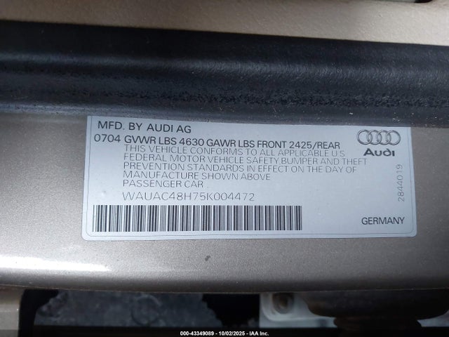 2005 AUDI A4 WAUAC48H75K004472 Photo 8