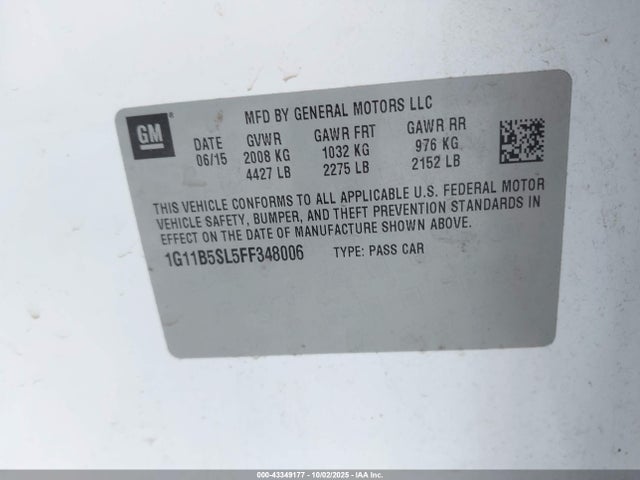 Chevrolet lkw 2015 1G11C5SL5FF198752 Image 9
