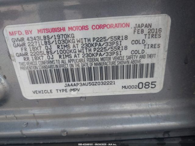 2016 MITSUBISHI OUTLANDER SPORT JA4AP3AU5GZ032221 Photo 8