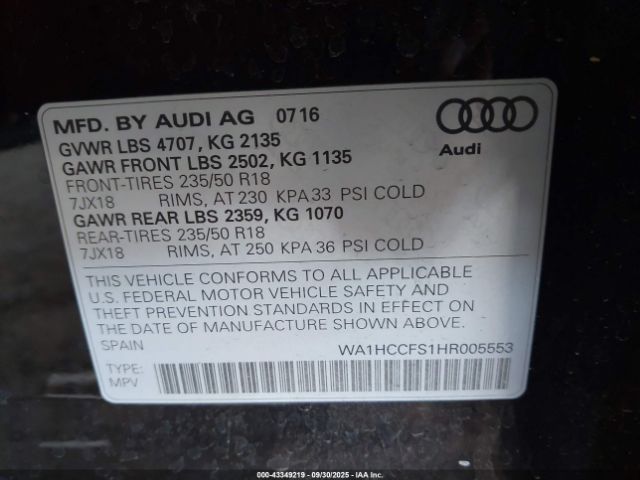 2017 AUDI Q3 WA1HCCFS1HR005553 Photo 8