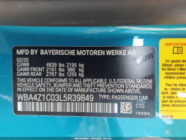 2020 BMW 430I WBA4Z1C03L5R39849 Photo 8