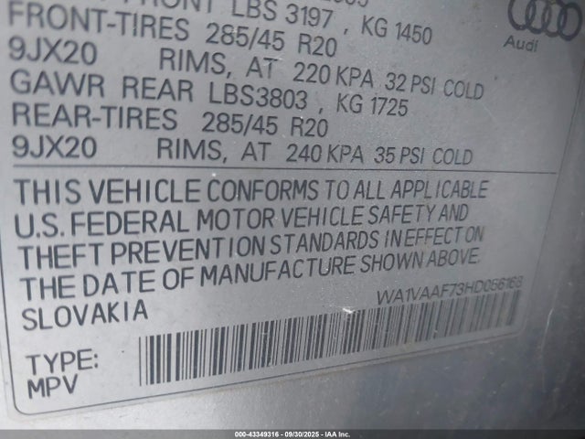 2017 AUDI Q7 WA1VAAF73HD056168 Photo 8