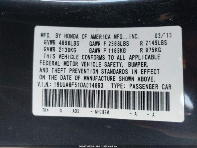 2013 ACURA TL 19UUA8F51DA014863 Photo 8