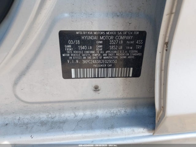 3KPC24A38JE029150 Hyundai ACCENT SE