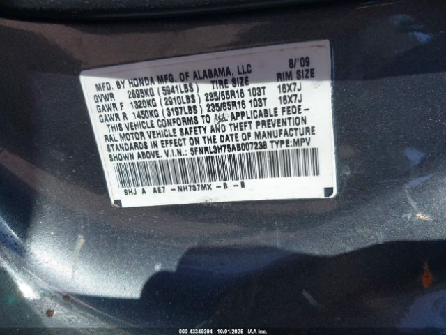 2010 HONDA ODYSSEY 5FNRL3H75AB007238 Photo 8