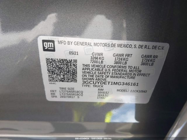 2021 CHEVROLET SILVERADO 1500 3GCUYDET1MG346161 Photo 8