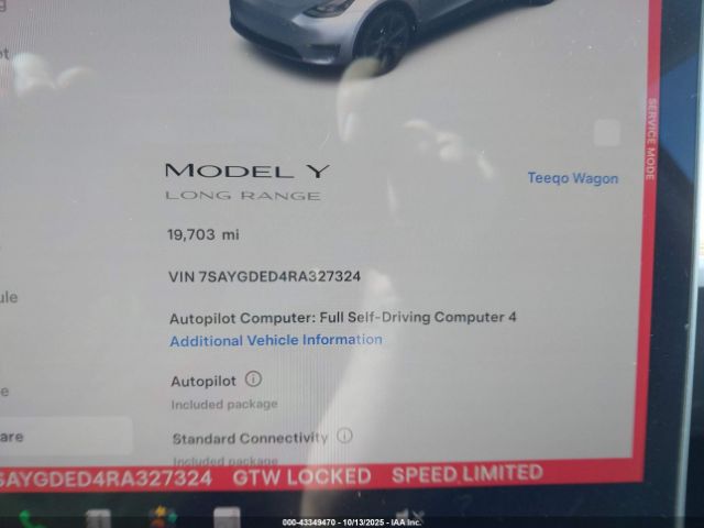2024 TESLA MODEL Y 7SAYGDED4RA327324 Photo 6