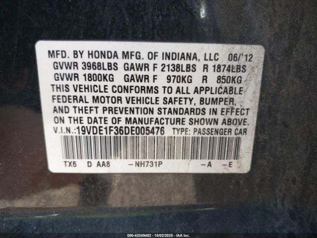 2013 ACURA ILX 19VDE1F36DE005476 Photo 8