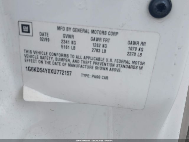 1999 CADILLAC DEVILLE 1G6KD54Y0XU772157 Photo 8