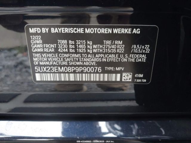2023 BMW X7 5UX23EM08P9P90076 Photo 8