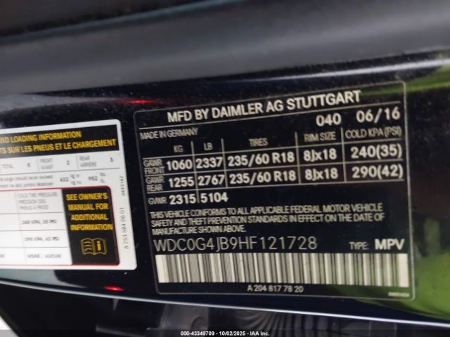 2017 MERCEDES-BENZ GLC 300 WDC0G4JB9HF121728 Photo 8