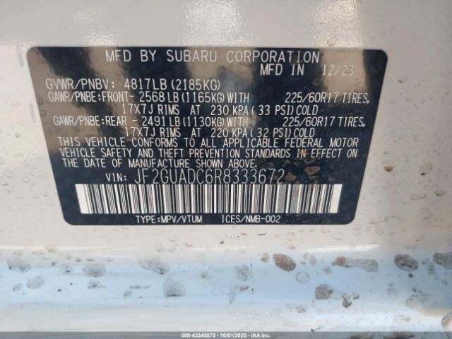 2024 SUBARU CROSSTREK JF2GUADC6R8333672 Photo 8