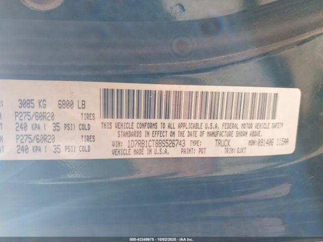 2011 RAM RAM 1500 1D7RB1CT8BS526743 Photo 8