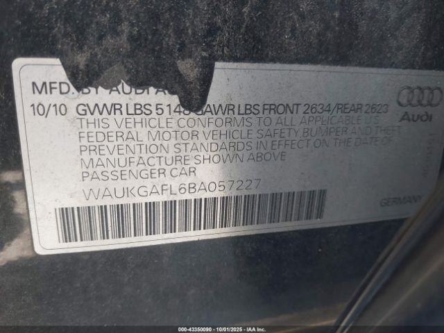 2011 AUDI S4 WAUKGAFL6BA057227 Photo 8