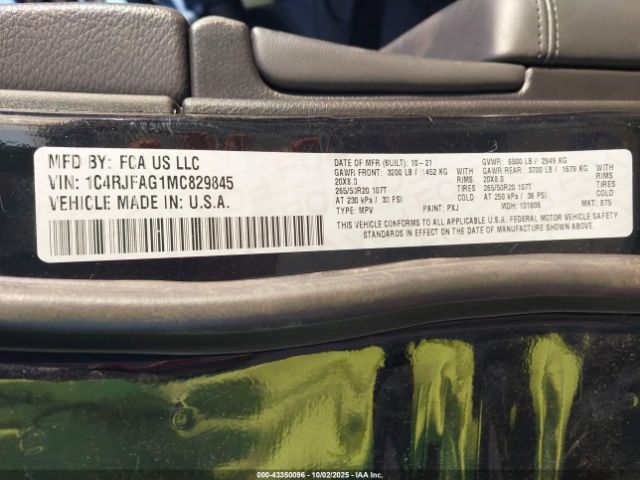 2021 JEEP GRAND CHEROKEE 1C4RJFAG1MC829845 Photo 8