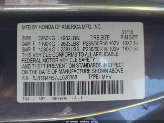 2018 ACURA RDX 5J8TB4H57JL020388 Photo 8