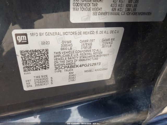 2023 CHEVROLET SILVERADO 1500 3GCPABEK4PG212973 Photo 8