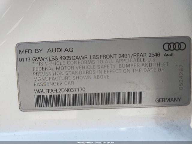 2013 AUDI A4 WAUFFAFL2DN037170 Photo 8