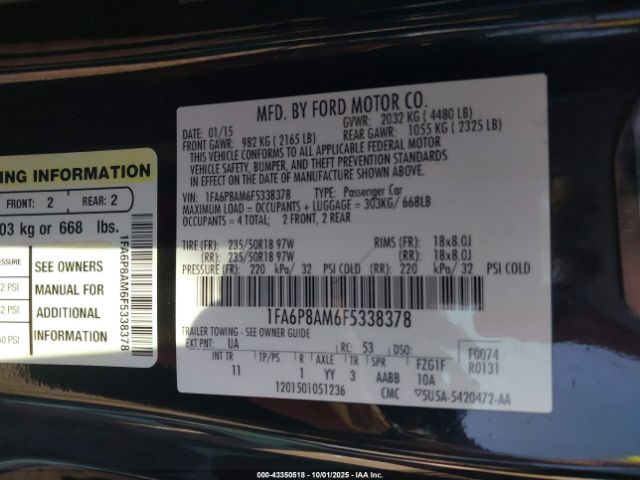 2015 FORD MUSTANG 1FA6P8AM6F5338378 Photo 8